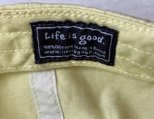 Life Is Good Yellow Logo Smiling Face Embroidered Adjustable Cap 100% Cotton EUC - Picture 7 of 8