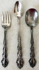 Vintage ONEIDA Infant/toddler Silverplate Flatware 3 Piece Set Spoons Fork