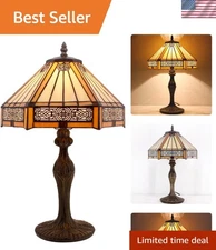 Handmade Yellow Stained Glass Desk Light 12x10x18 Inches