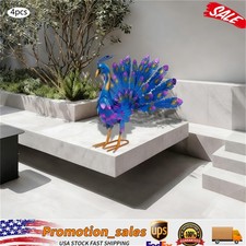 4Pcs Peacock Statue Ornaments Four Outdoor Realistic Metal Peacocks Decoration