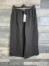 Zara Home Women's Linen Trousers Size Medium Grey Wide Leg Casual Pull On