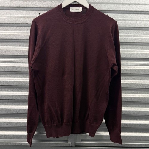 JIL SANDER BURGUNDY WOOL SILK BLEND SWEATER LIGHTWEIGHT SZ IT 50 S/S 2018