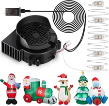 12V 1.7A Air Blower Fan for Inflatables, Mini Replacement Motor w/ 5 LEDs, IP68