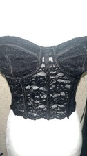 Black lace corset top with zipper back goth corsetry