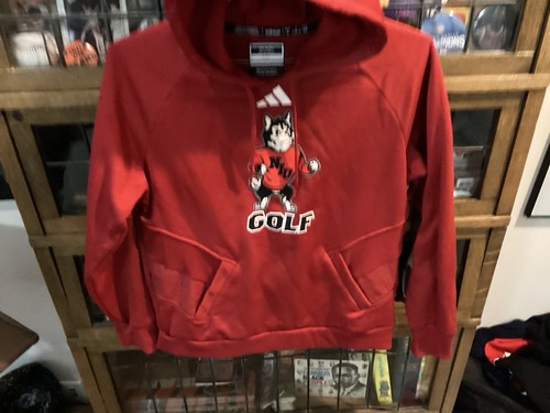 Northern Illinois Huskies GOLF Red Adidas TEAM ISSUED w MASCOT Hoodie SZ M -Cool - Picture 9 of 11