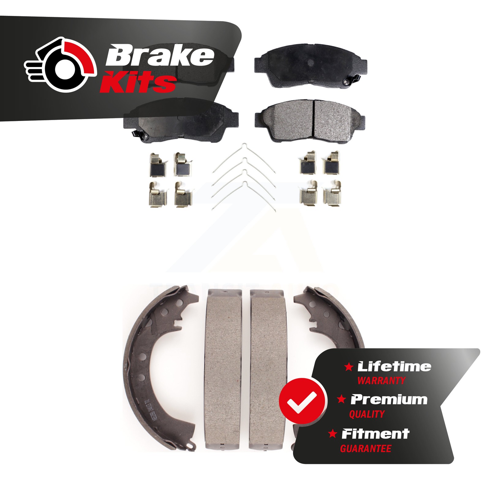 Front Rear Ceramic Brake Pads And Drum Shoes Kit For 1992-2001 Toyota Camry 2.2L