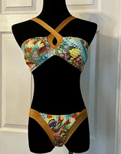 Luli Fama Bikini Tropical Snake Small Padded Cross Top Super Sexy Miami Resort