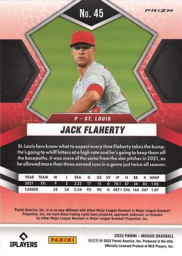 Panini Mosaic #45 2022 Jack Flaherty Silver Prizm - Imagen 2 de 2