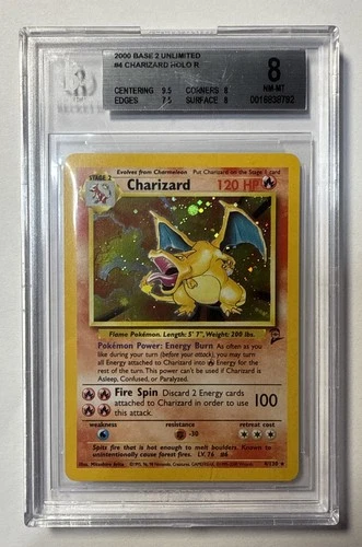 2000 Pokemon Base Set 2 Holo Charizard #4/130 BGS 8
