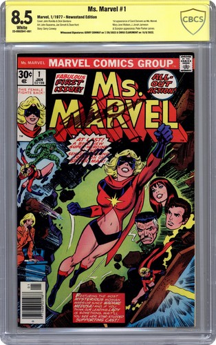 Ms. Marvel #1 CBCS 8.5 Newsstand Witnessed Sig Conway/Claremont 1977