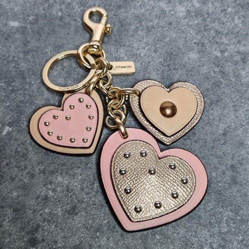 COACH Tea Rose Heart-Shaped Charm Keychain