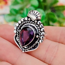 Amethyst Gemstone Ring Silver Ring 925 Sterling Silver Ring Women's Jewelry