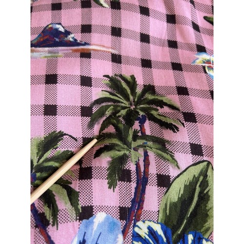 Zara Slip Midi Dress Plaid Tropical Hawaiian Size Medium Tropical Summer - Picture 6 of 8