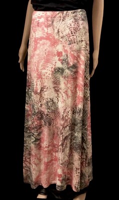 Vintage C&A Yessica Jersey Pink Multi Maxi Long Skirt Sz Large