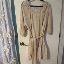All In Love Dress Tiered Mini 1/2 Balloon Sleeves Women Size L Pale Pink Lined