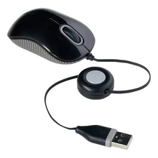 Targus Compact Mouse w/ Blue Trace Tech & Retractable USB Cord, Black/Gray