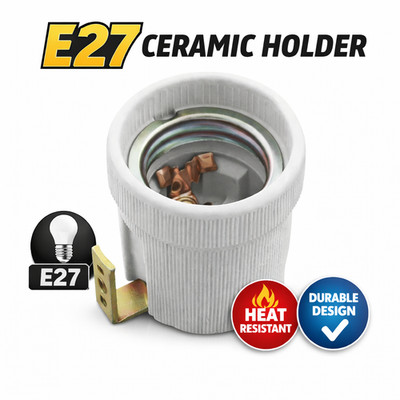 Edison Screw E27 ES Ceramic Socket Bulb Holder & Fixing Bracket for ...