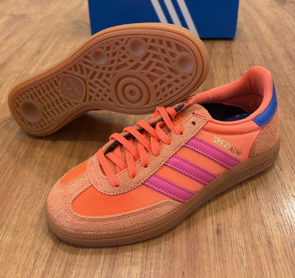 Adidas Women's Handball Spezial Sz 5 NIB Orange Lucid Pink Satin