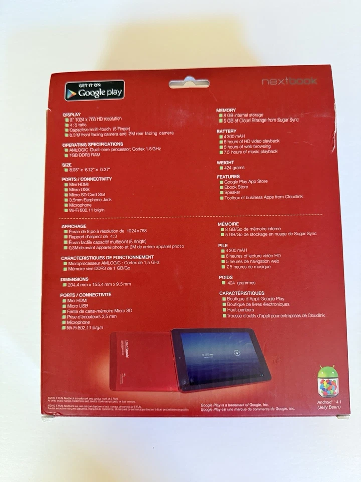 Tablet Nextbook 8 pulgadas Android 8 GB almacenamiento interno totalmente nueva Foto 2 de 4