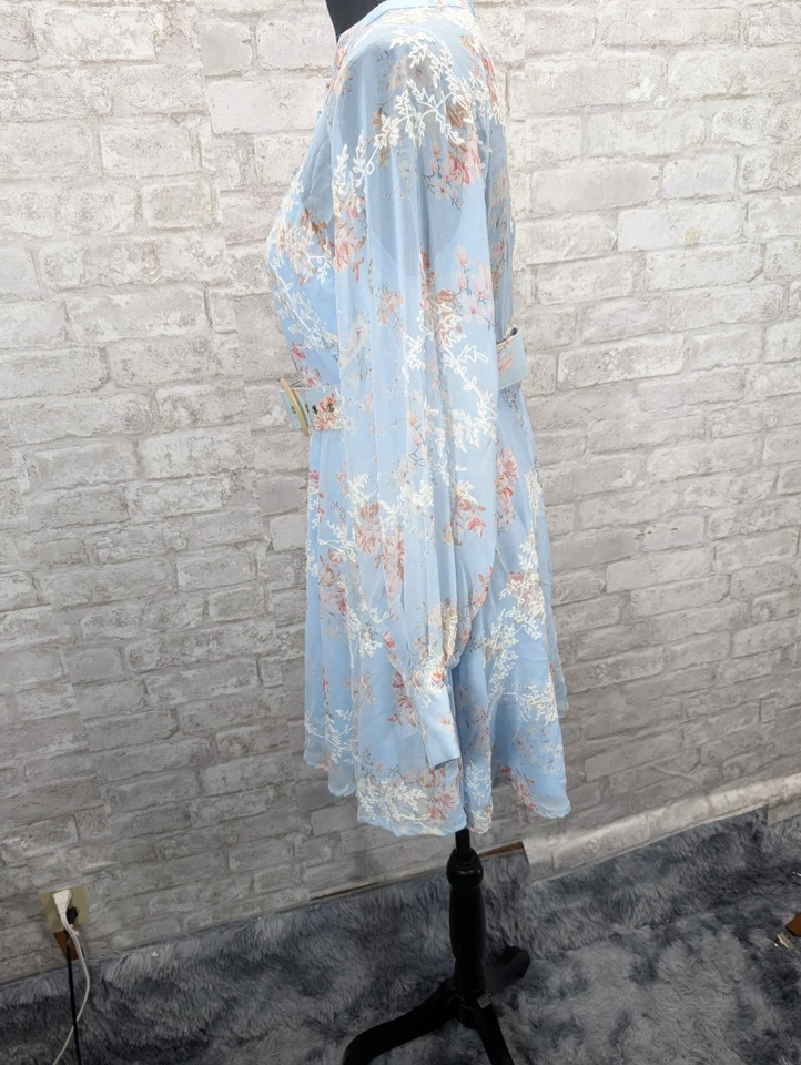 Vestido para mujer Impressions M floral forrado transparente con cinturón medio muslo hadas cabaña Foto 2 de 4