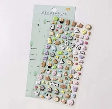 3D Effect Cute Puffy Zoo Pets Animals Panda Cat Dog Koala Bear Lion Sheet - 1 pc