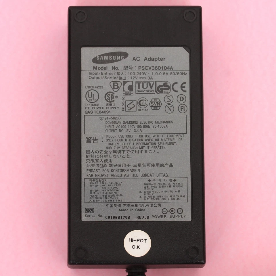 Genuine Dell/Samsung SyncMaster Monitor Power Adapter PSU PSCV360104A 12V 3A - Image 2 of 3