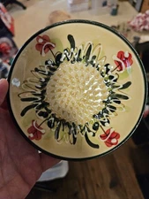 Vintage 1980 Spanish Rupi Round Handmade Painted Ginger/Garlic Grater Plate Flaw