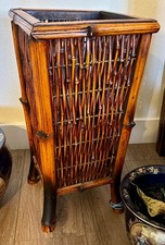 Vintage 1960s Bamboo and Rattan Umbrella or Stick Stand Holder