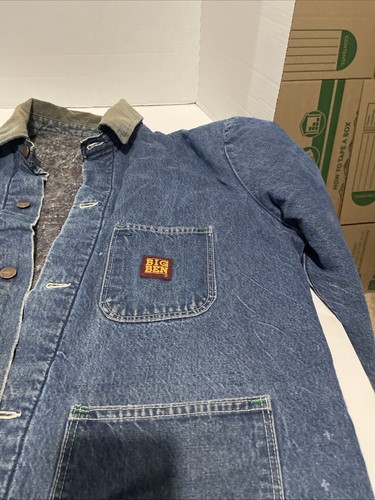Vintage BIG BEN Jacke - Herren XL - gefüttert Denim Chore Mantel - INNENFUTTER GERISSEN/LESEN - Bild 5 von 18