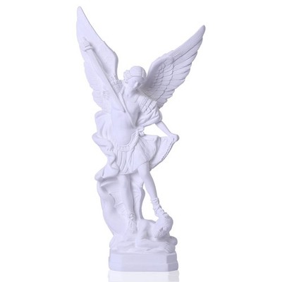 QIANLING 12.4in White San Miguel Arcangel Statue, St Michael Statue in Resin ...