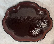 Fire and Light Recycled Glass Lily Pad Platter Plum Rare California Studio Glass