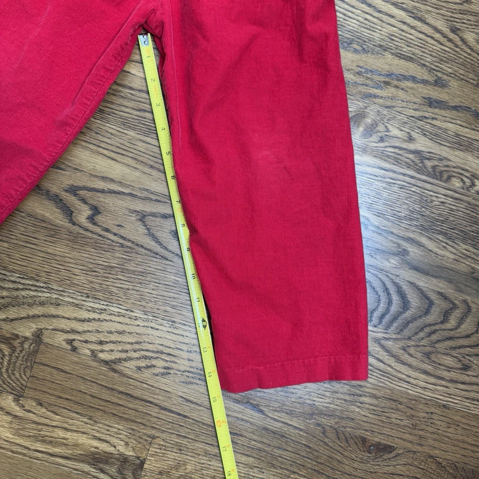 Pantalones clásicos de pana roja brillante cintura elástica 100 % algodón talla 5 Foto 2 de 4