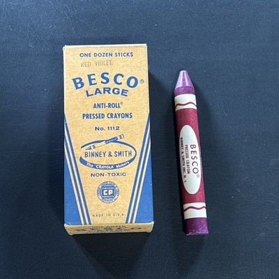 Besco Large Anti Roll Crayons Red Violet One Dozen USA No. 1112