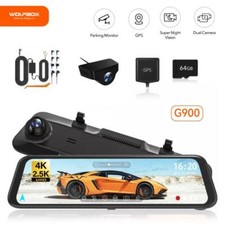 G900 WOLFBOX 4K 2.5K Front and Rear Mirror Camera Dash Cam Free 32GB Card
