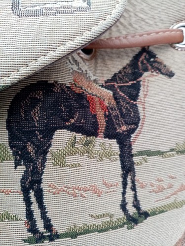Signare Backpack Ruck Sack Bag Horses Multi Tan Tapestry Equestrian Travel - Picture 3 of 17