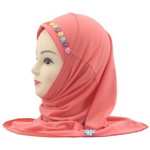 2-6Y Kids Girls Hijab One Piece Amira Scarf Muslim Wrap Shawls Islamic Headscarf - Picture 41 of 47