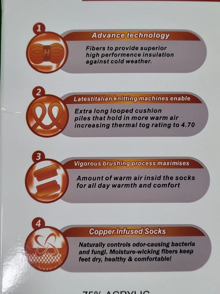 Lote de 2** Pack Calcetines Goldstar Cobre Calefactables Negros Relieve Atlético Talla: 9-15 Foto 4 de 4