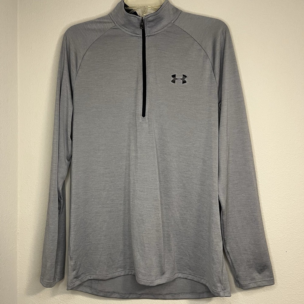 Under Armour 1/4 Zip Pullover Mens Medium Heatgear Loose Gray  Long Sleeve Shirt