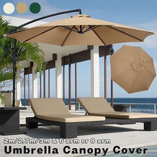 Patio Umbrella Replacement Fabric Parasol Garden Canopy 2/2.7/3m Cover 6/8 Bone
