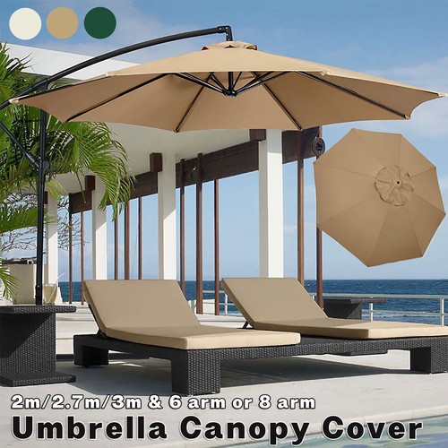 Patio Umbrella Replacement Fabric Parasol Garden Canopy 2/2.7/3m Cover 6/8 Bone - Picture 1 of 136