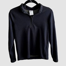 Nike Dri-Fit Youth Pullover 1/4 Zip Knit Shirt-Black-Size M-GUC