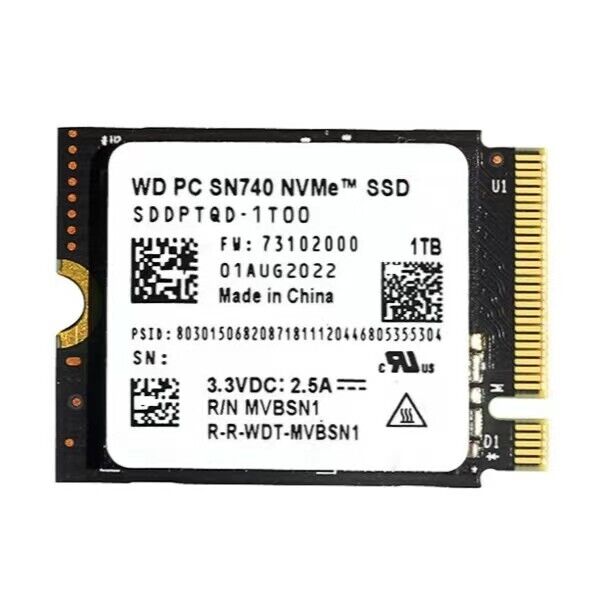 WD PC SN740 M.2 2230 1TB NVME SSD For For Microsoft Surface Pro X Pro 7