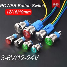  12/16/19mm SmartSwitch Illuminated ON/OFF POWER Button Switch 3V/6V 12V/24V LED