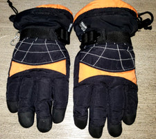 boys THINSULATE black GLOVES orange trim REMOVABLE LINERS HOTFINGERS warm