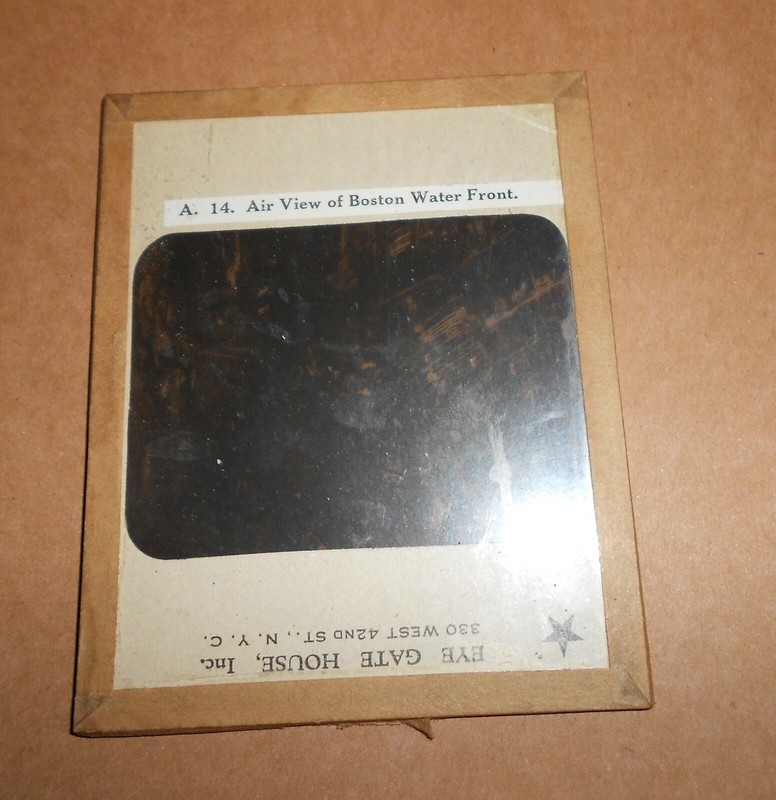 Vintage Glass Slide aerial view of boston