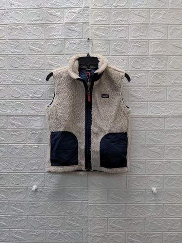New Patagonia Kids Retro X Vest Natural W Classic Navy Sz L (12)