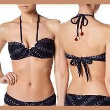 NEW $98 Robin Piccone Imani U-Neck Shell Beach Halter Bikini Top  Small  #3184