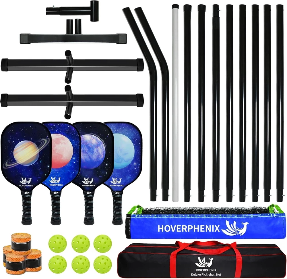 Pickleball Set with Net for Driveway, Portable Regulation Size Pickleball Net