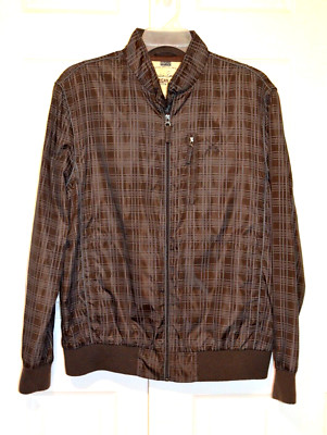 American Rag Casual Fall Bomber Jacket Brown Plaid Men s Size XL