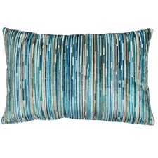 Luxury Velour Abstract Stripe XL Rectangular Velvet Cushion in Teal Blue. 23x15"